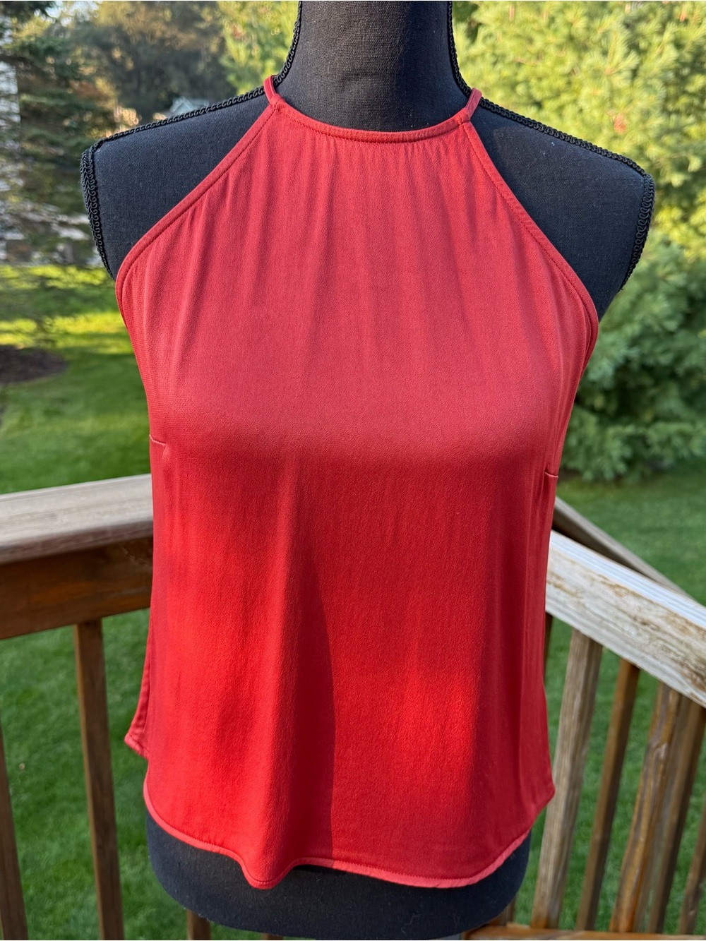 Boden Rust Viscose Crepe Halter Neck Sleeveless Blouse Top Button US Sz 6 Silky